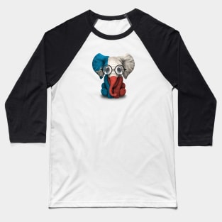 Baby Elephant with Glasses and Texas Flag Baseball T-Shirt